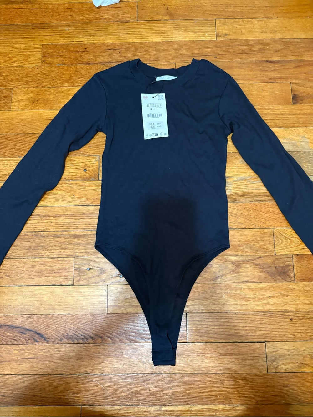 Zara Navy Long Sleeve Bodysuit